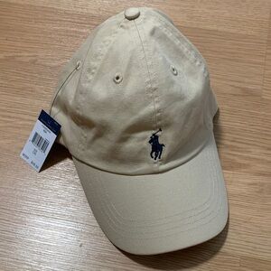 Polo by Ralph Lauren Tan Baseball Cap with Navy Pony